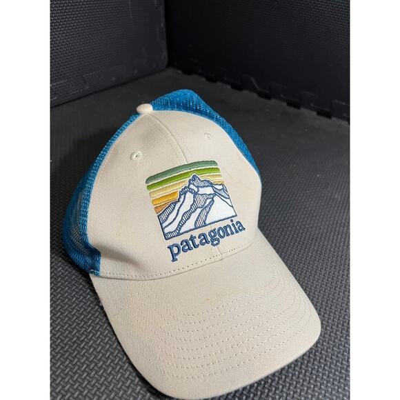 Patagonia Patch Camp Mountain Sunset Earthy Trucker Mesh Snapback Hat Cap - Picture 2 of 5